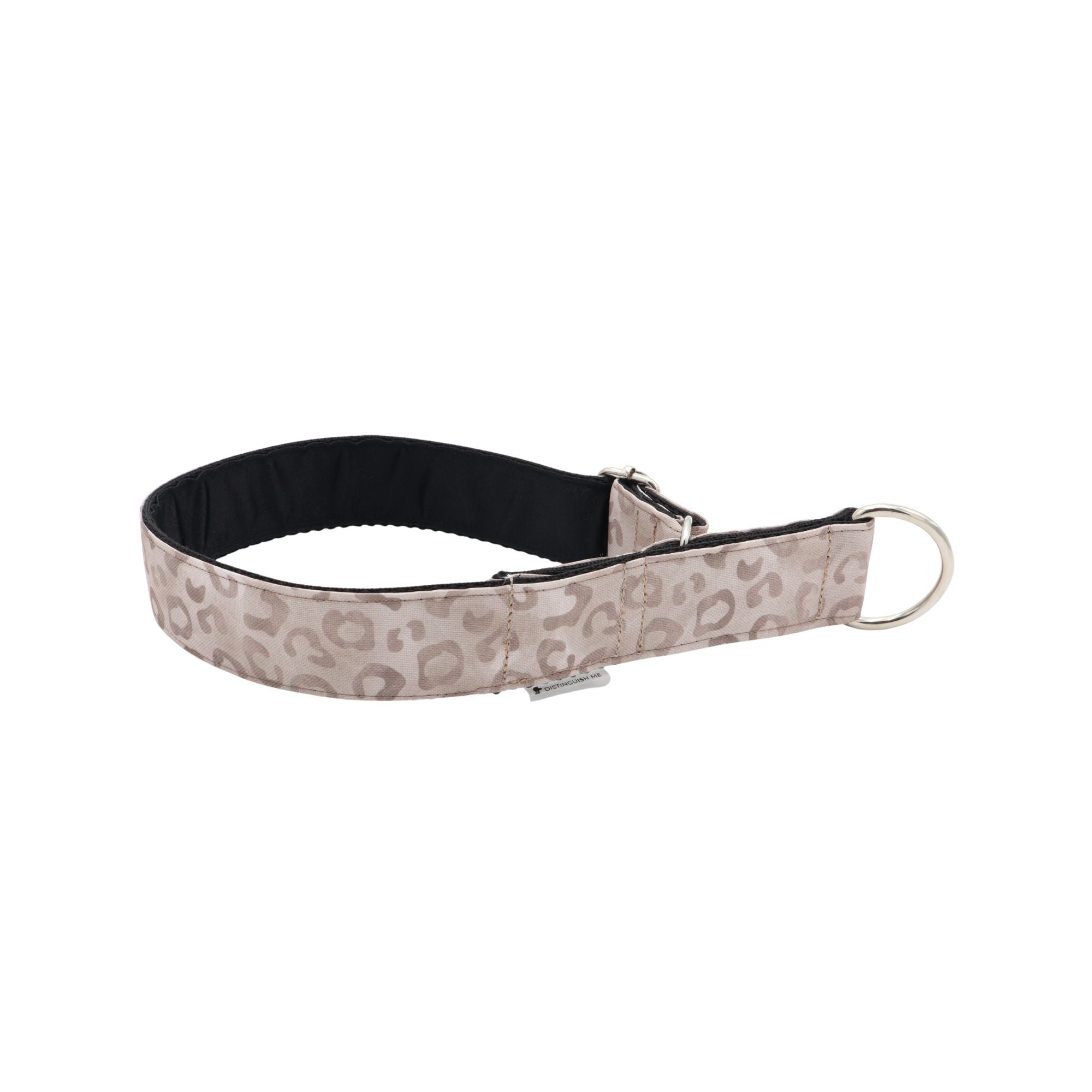 Adjustable Limited Slip dog collar with Powder Leo animal print and soft padded lining