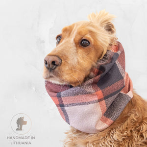 Waterproof winter dog snood made of softshell fabric, cozy tartan long ear dog snood by Distinguish Me