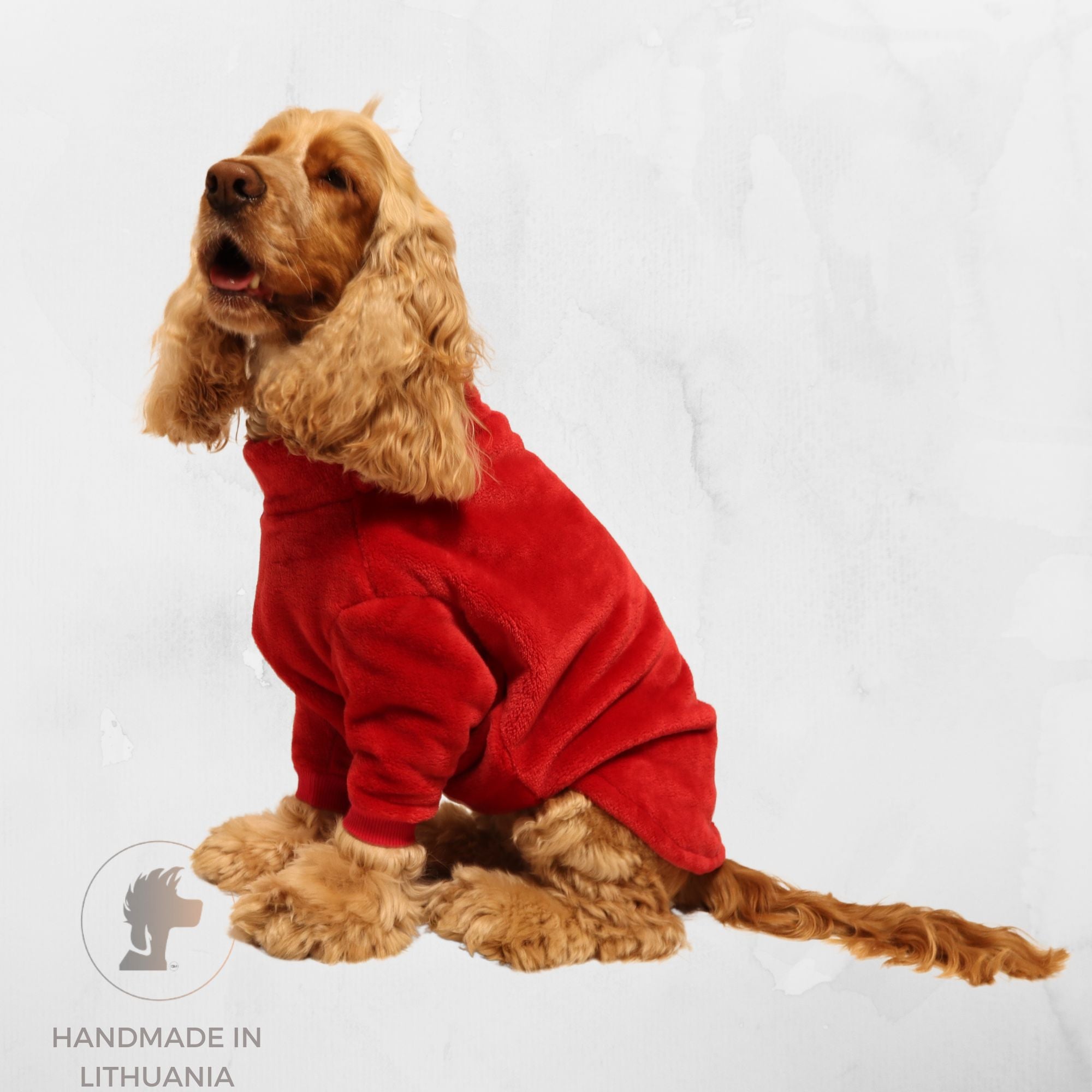 Handmade Fleece Dog Jumper | Fluffy Red