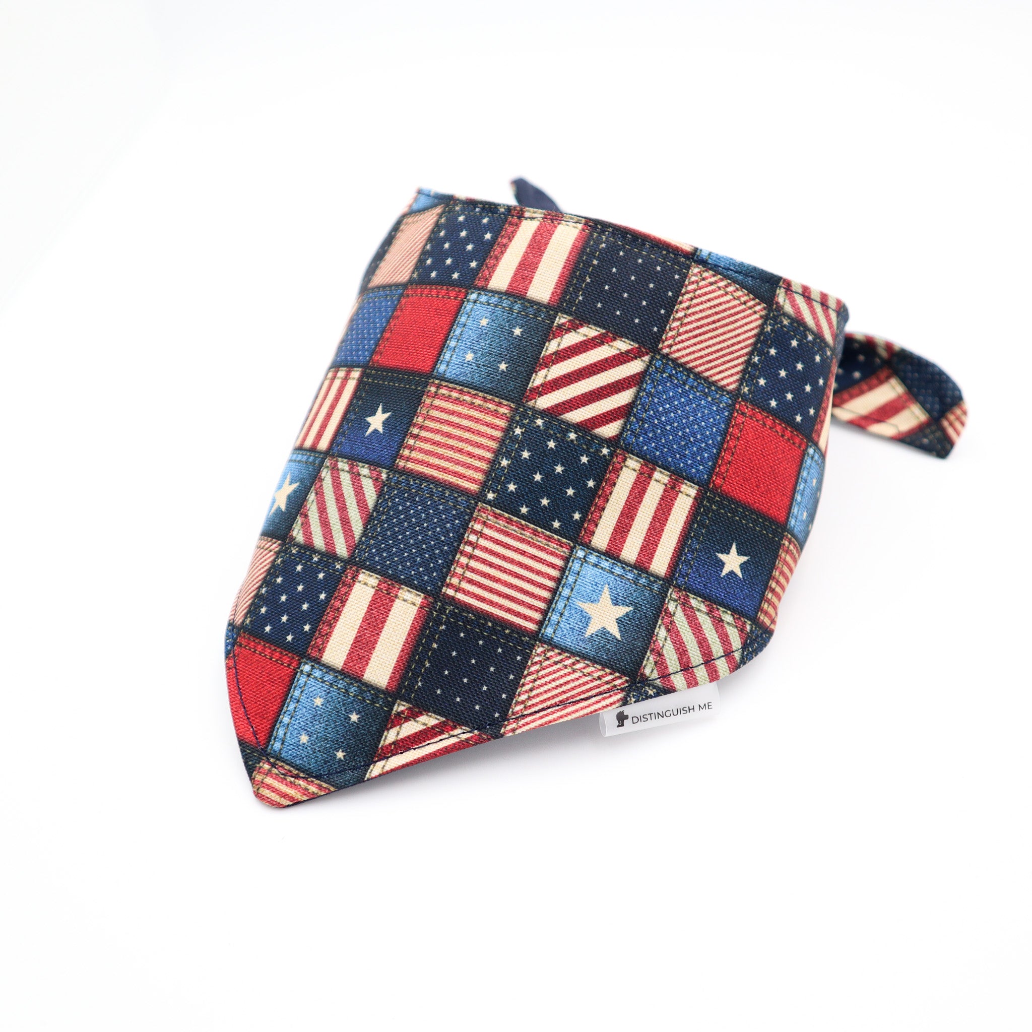 tie-on dog bandana with usa flag motives crafted by distinguish me