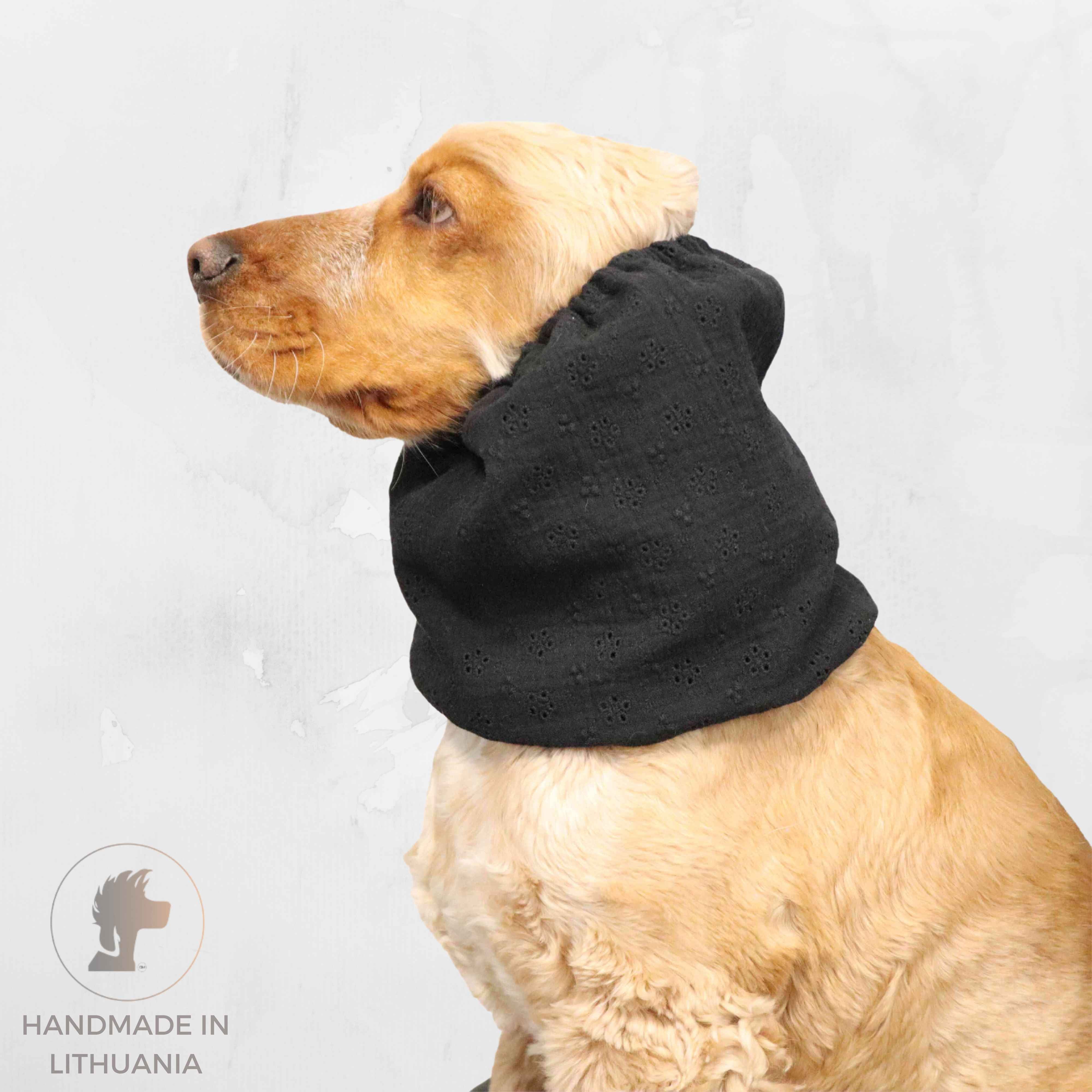 Light breathable dog snood Black Muslin Distinguish Me