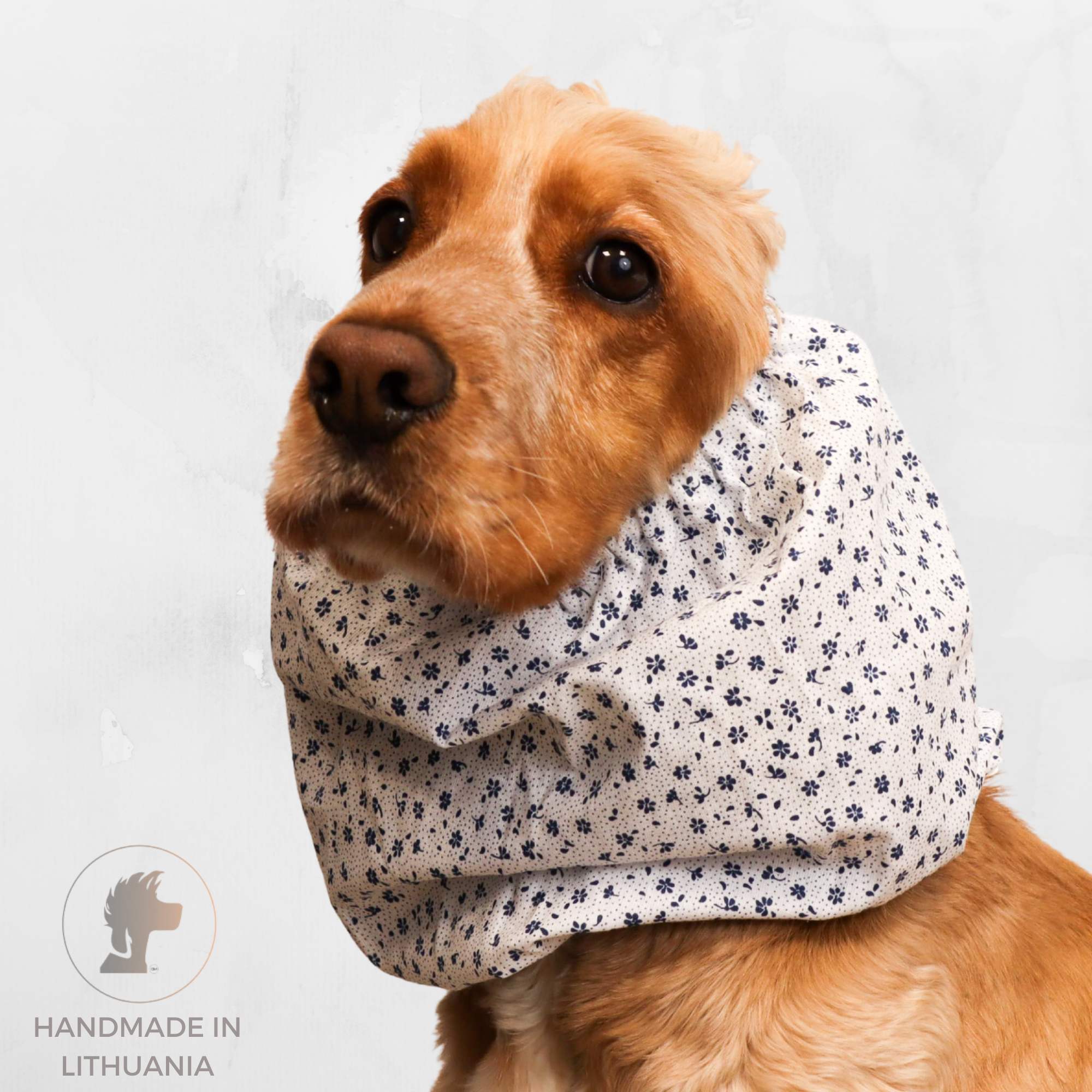 elegant cotton dog snood blue floral style distinguish me