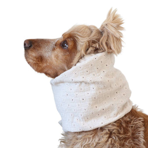 Soft ivory muslin snood for Spaniel, Cavalier, Poodle and other long eared dogs