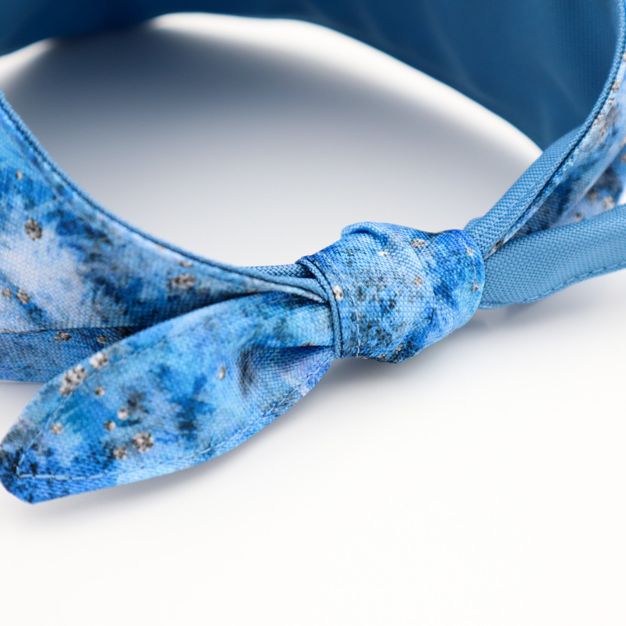 handmade, tie-on, blue dog bandana distinguish me