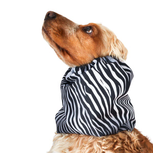 Thick waterproof dog snood with zebra pattern – ear protector for Afghan Hound, English Pointer, large breed dogs
